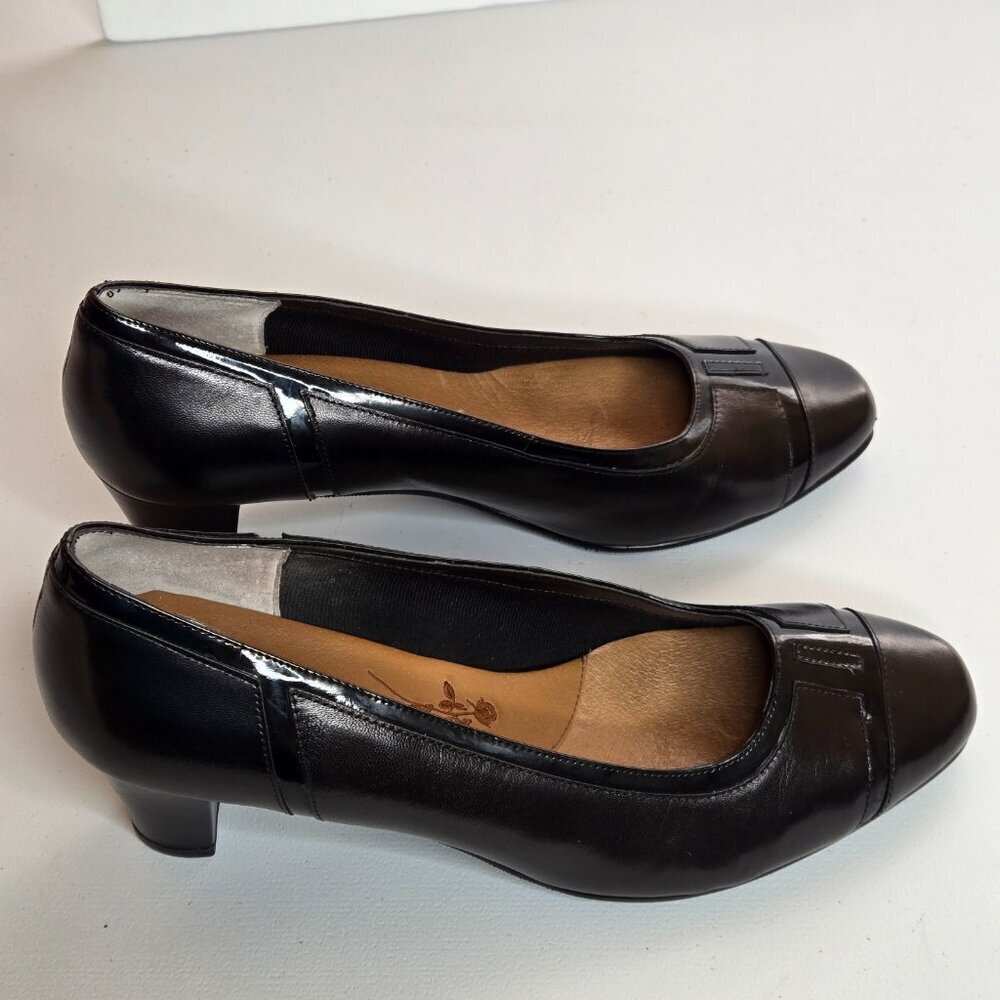 Ros Hommerson Brie Black Leather Heel Pump Extra-Wide Shoe Sz 11WW - Picture 1 of 8